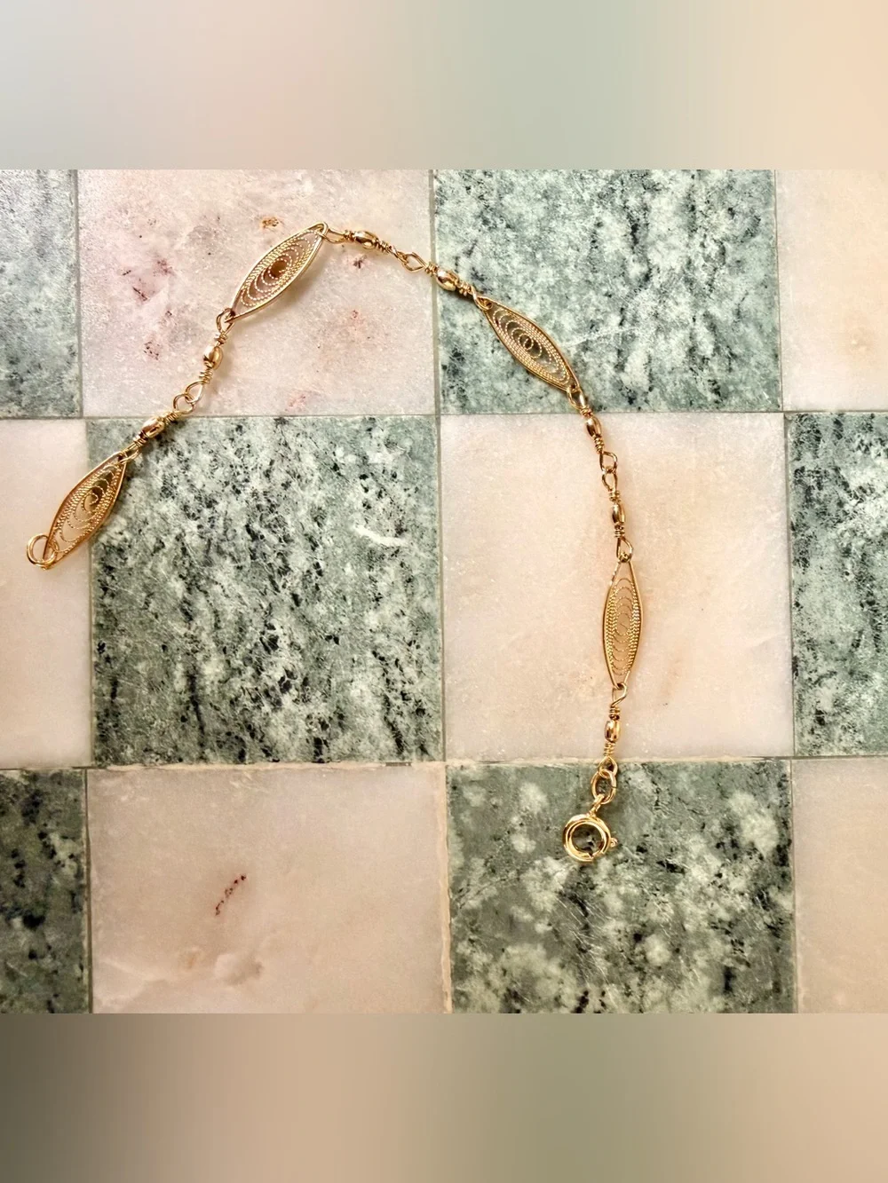 Avon Gold Filigree Marquise Link Bracelet